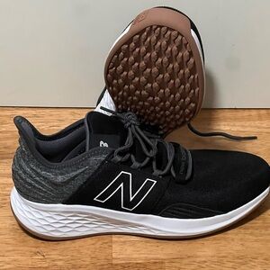 New Balance Black and Gray Turf/Golf Shoes with White and Brown Accents